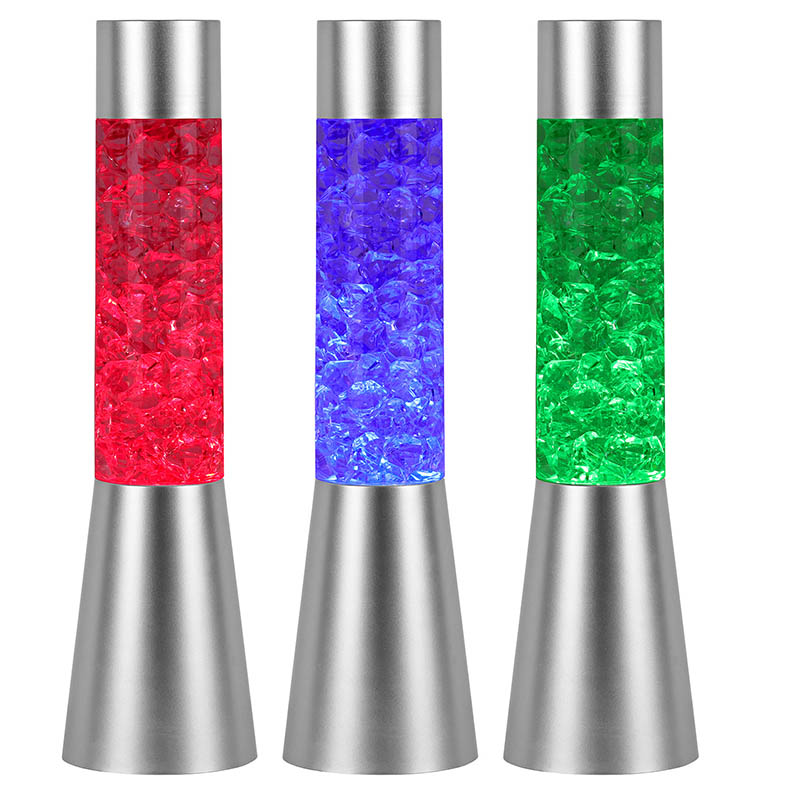 Värvimuutev Liquid Glitter öölamp jäätaolise kujuga