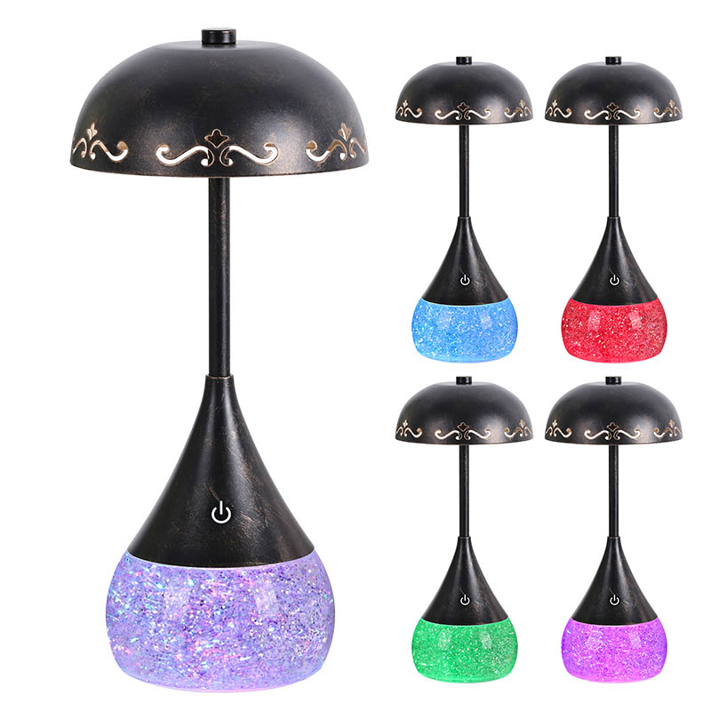 RGB Glitter Bottled LED -laualamp, millel on kõverdatud kaanega