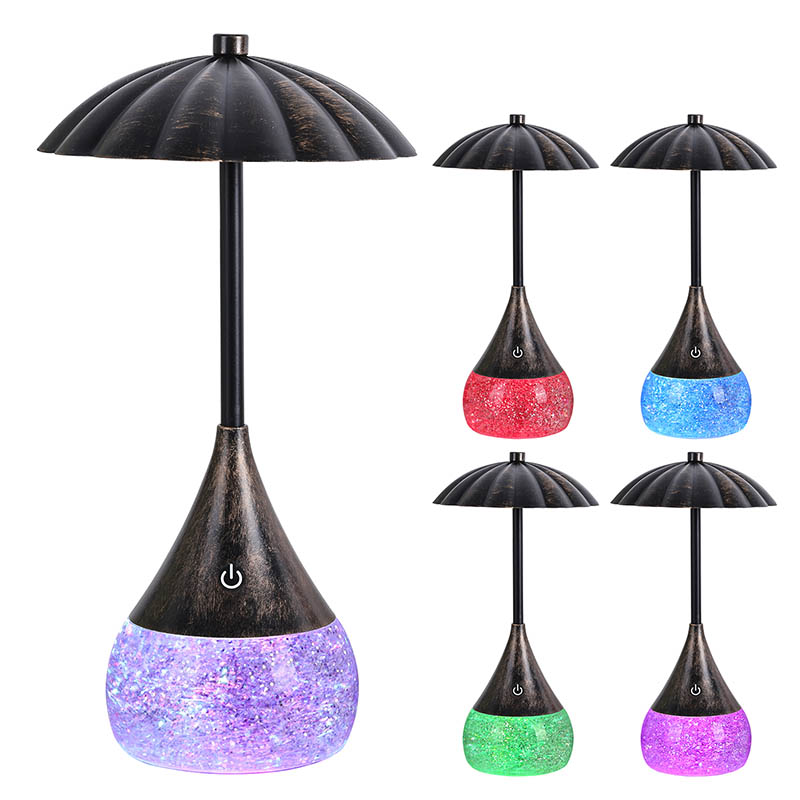 Sooja heleda LED -laualamp RGB glitter pudeliga